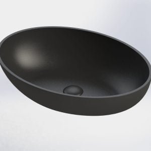 Wastafel ovaal mat zwart 57x405 cm comfortstone 4 kleuren